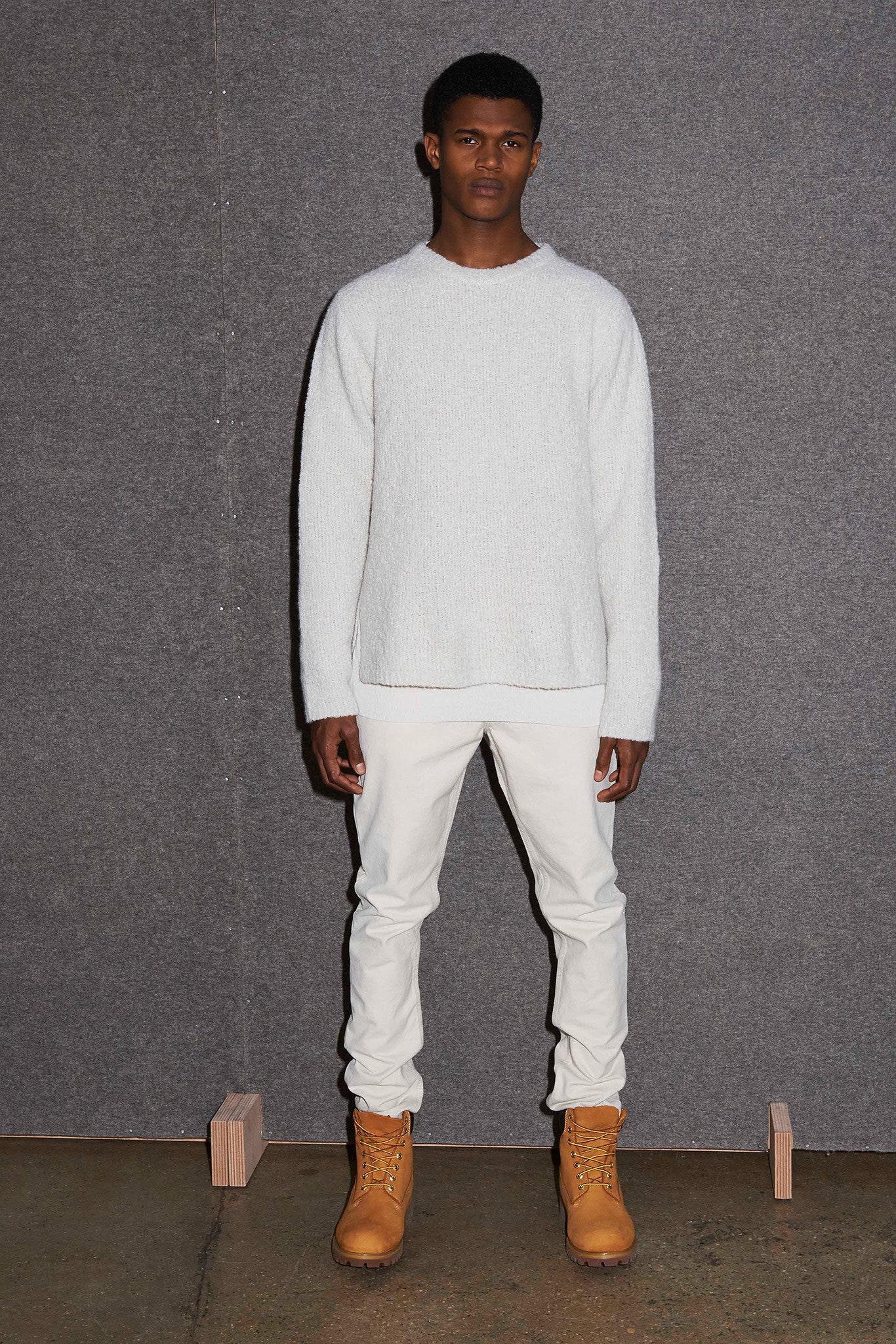 white wool relaxed sweater with pants
