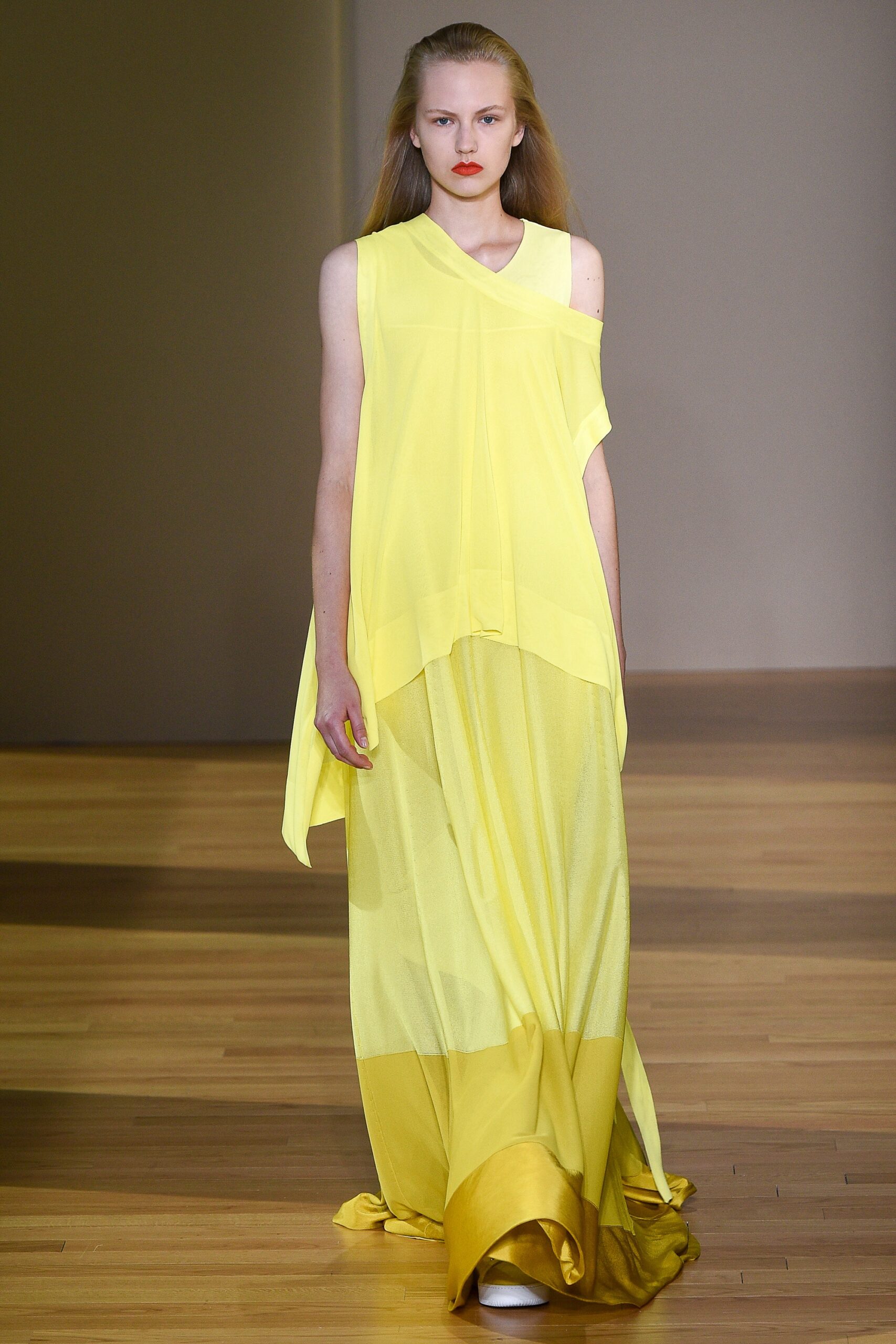yellow flowing maxi dress