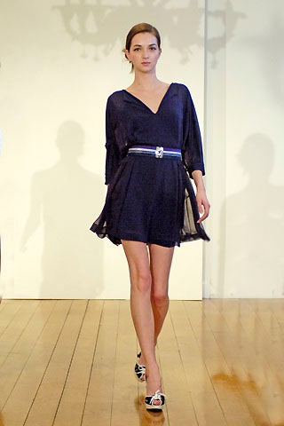 blue silk sleeveless dress