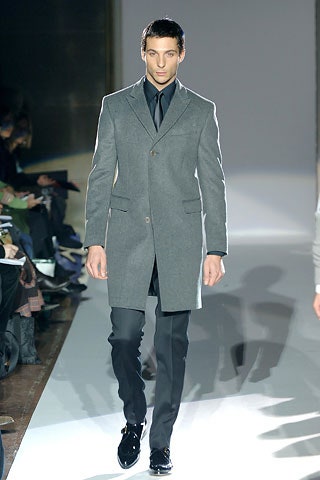 gray wool long-sleeve collared tailored buttoned coat