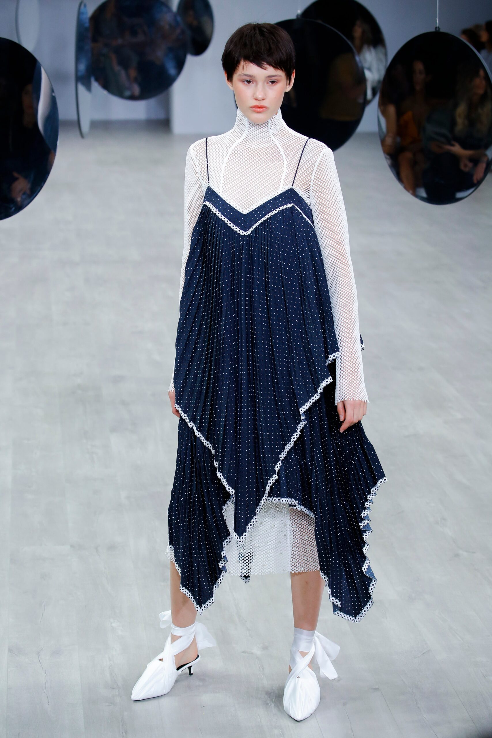 blue and white layered dress