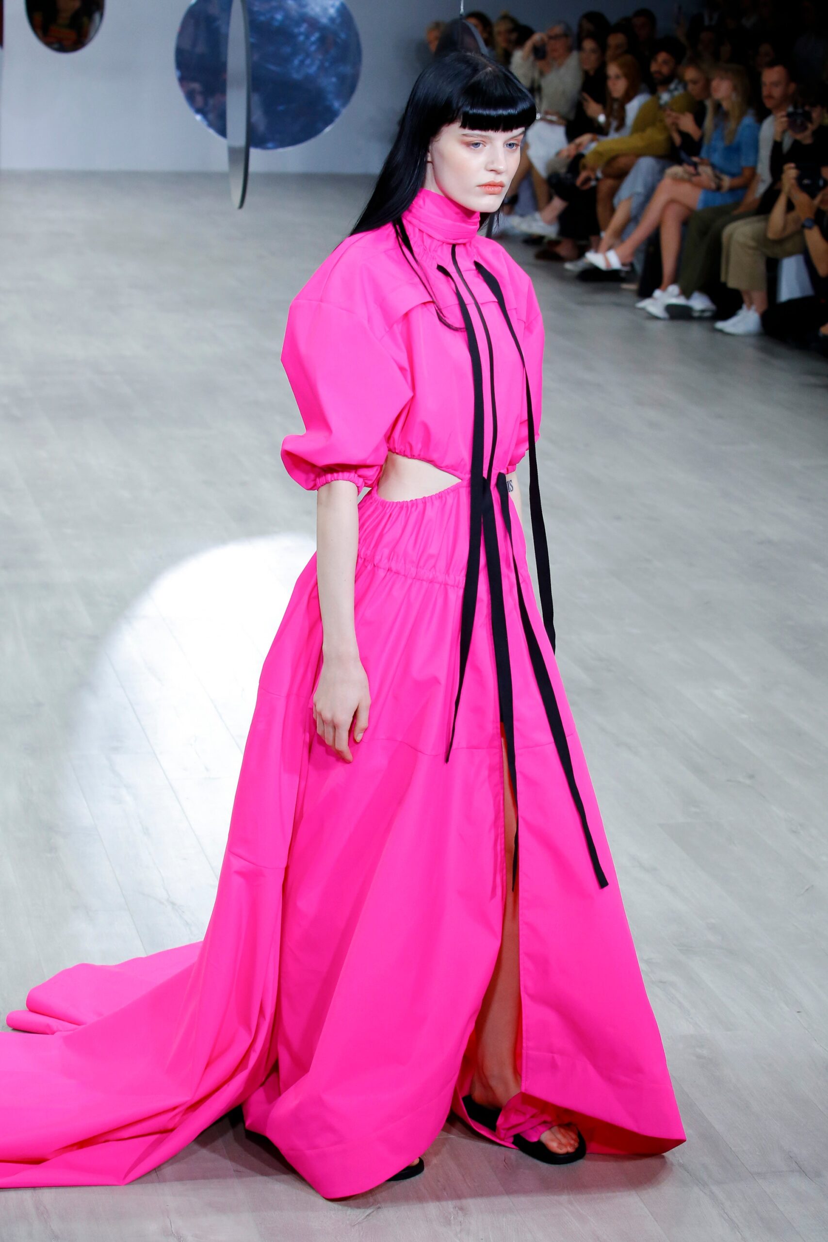 fitted pink cotton maxi dress