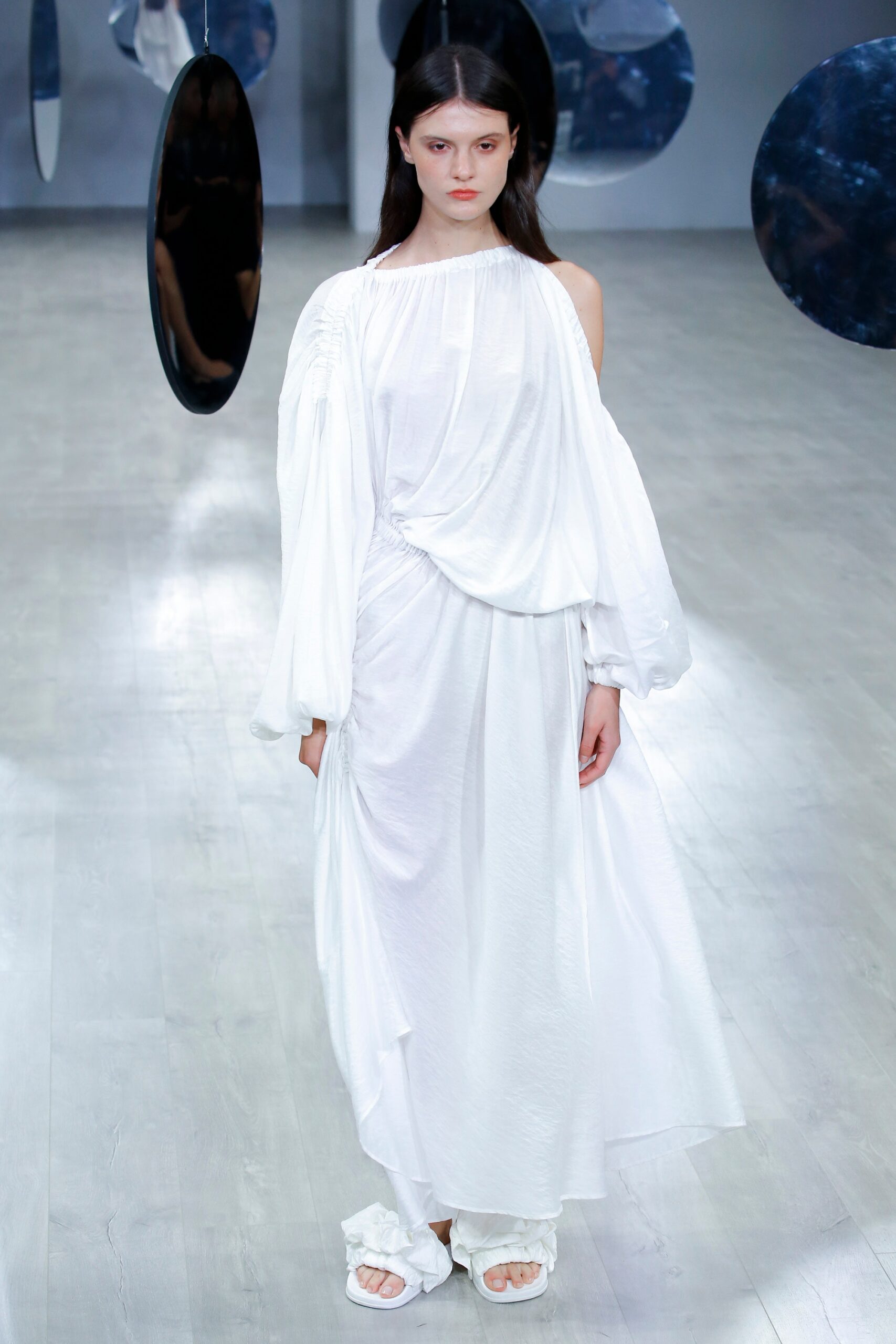 white relaxed off-shoulder dress