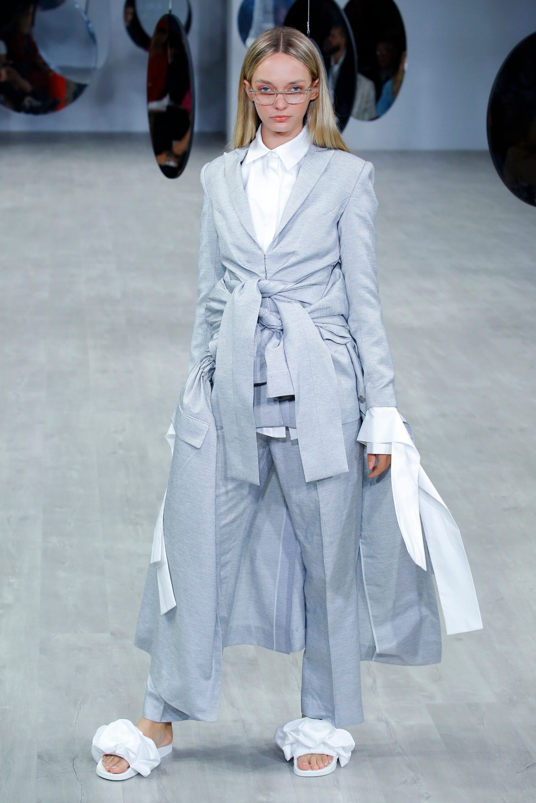 gray tailored suit with white shirt
