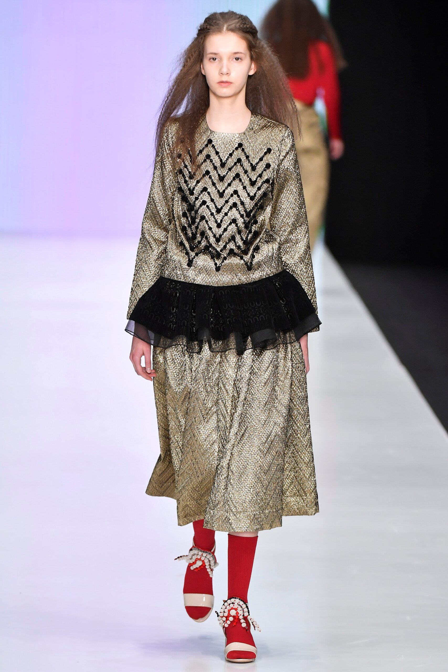 gold and black embellished midi dress
