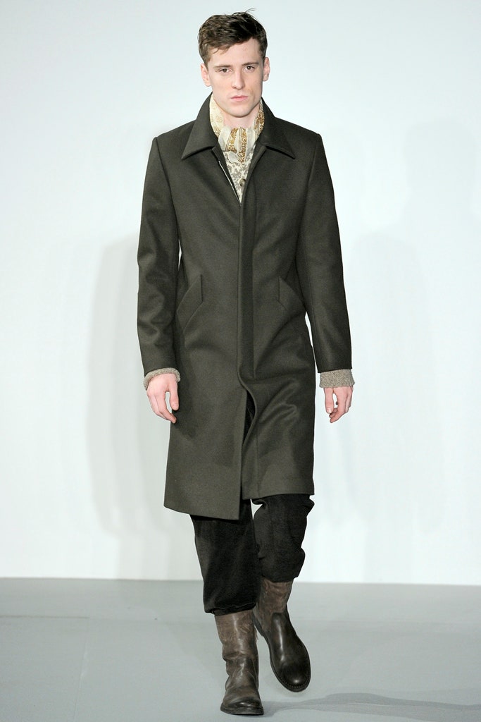 brown wool coat with scarf