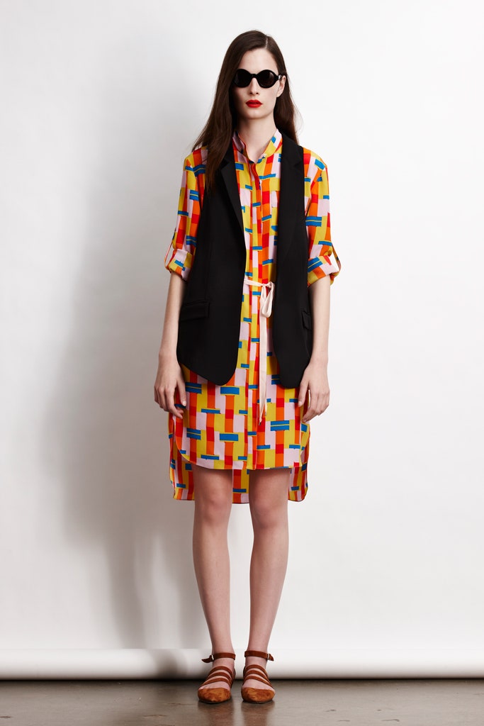 black blazer with multi shirt-dress