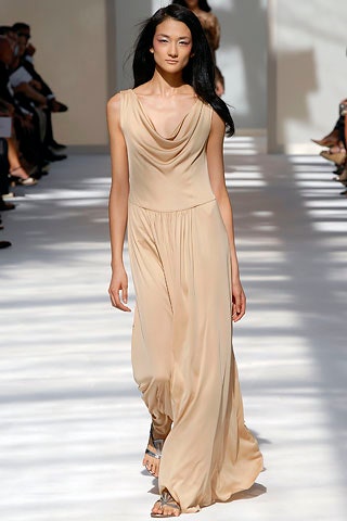 beige silk sleeveless dress