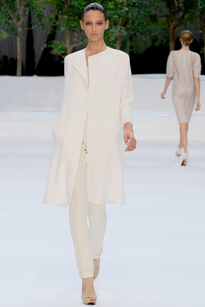 white silk coat and pants
