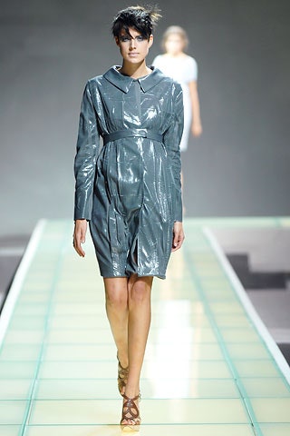 fitted gray vinyl dress