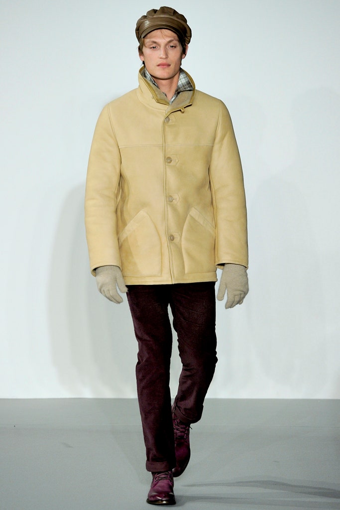 beige wool coat with brown pants
