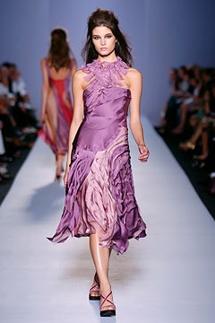 purple pink ruffled midi dress