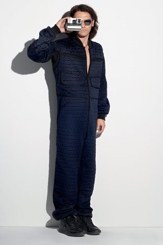 blue textured relaxed jumpsuit