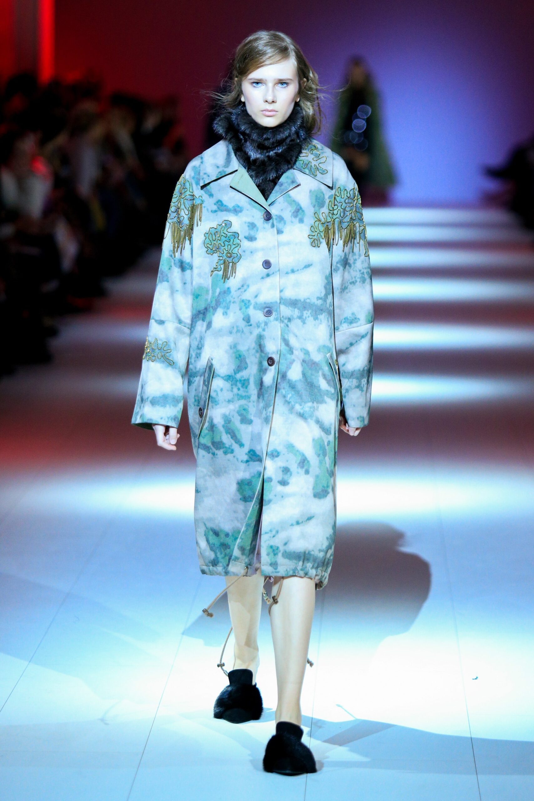 embroidered blue green coat