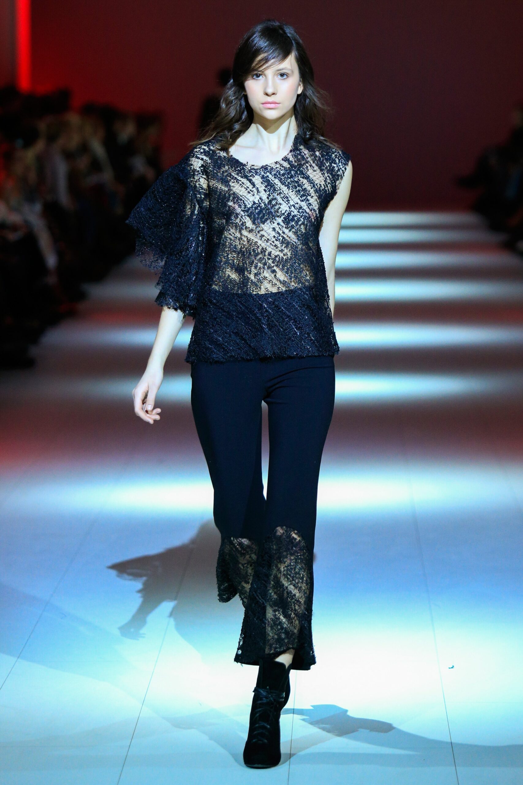 black cotton fitted flared pants
