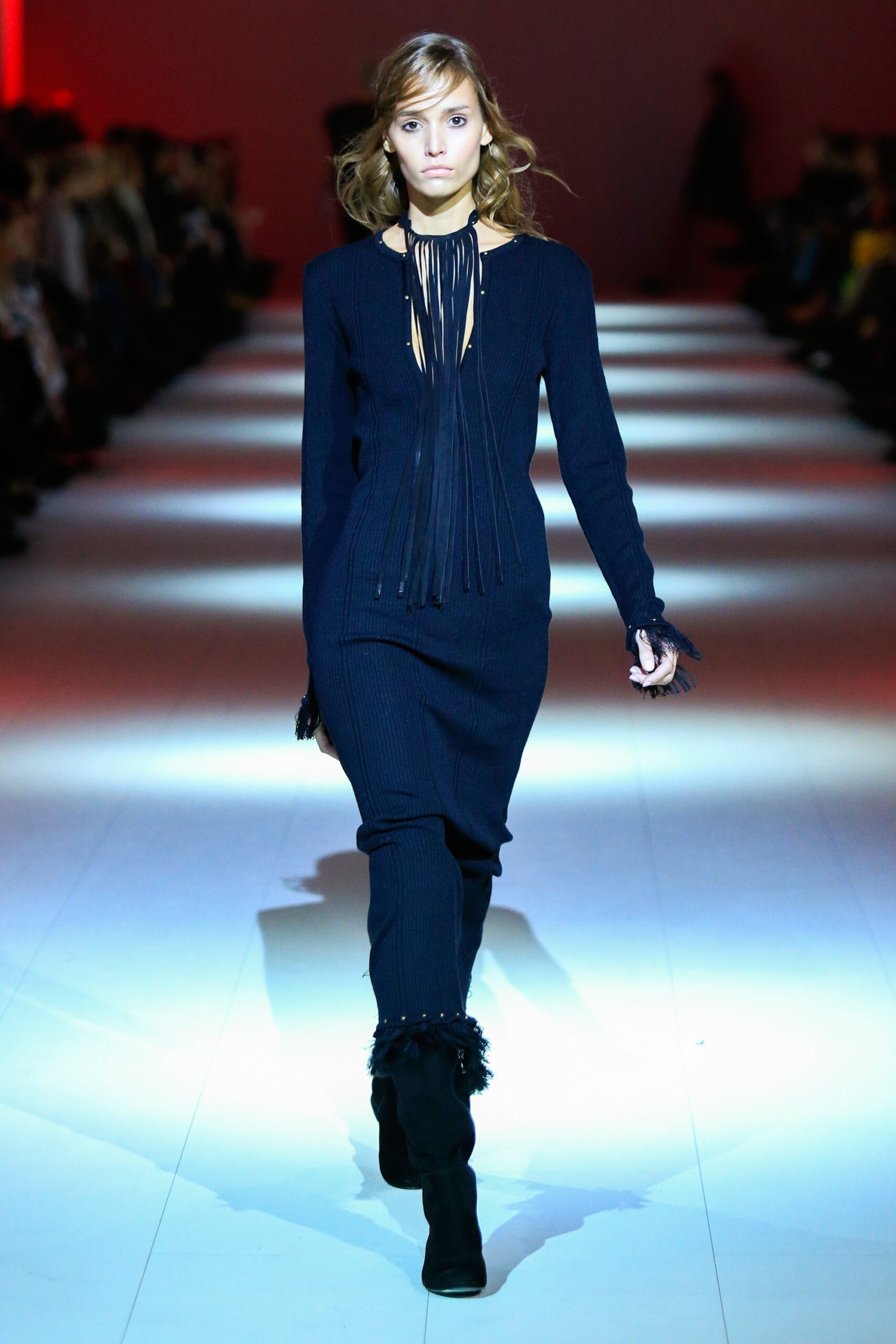 black fitted knit dress