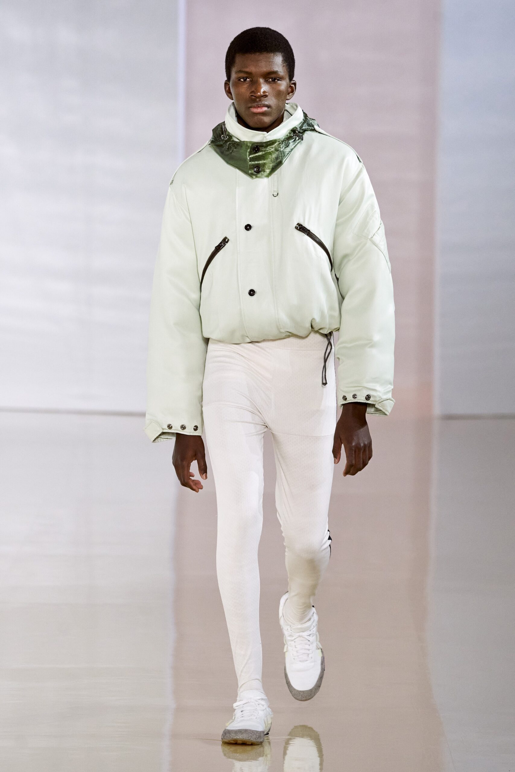 oversized white jacket with fitted pants