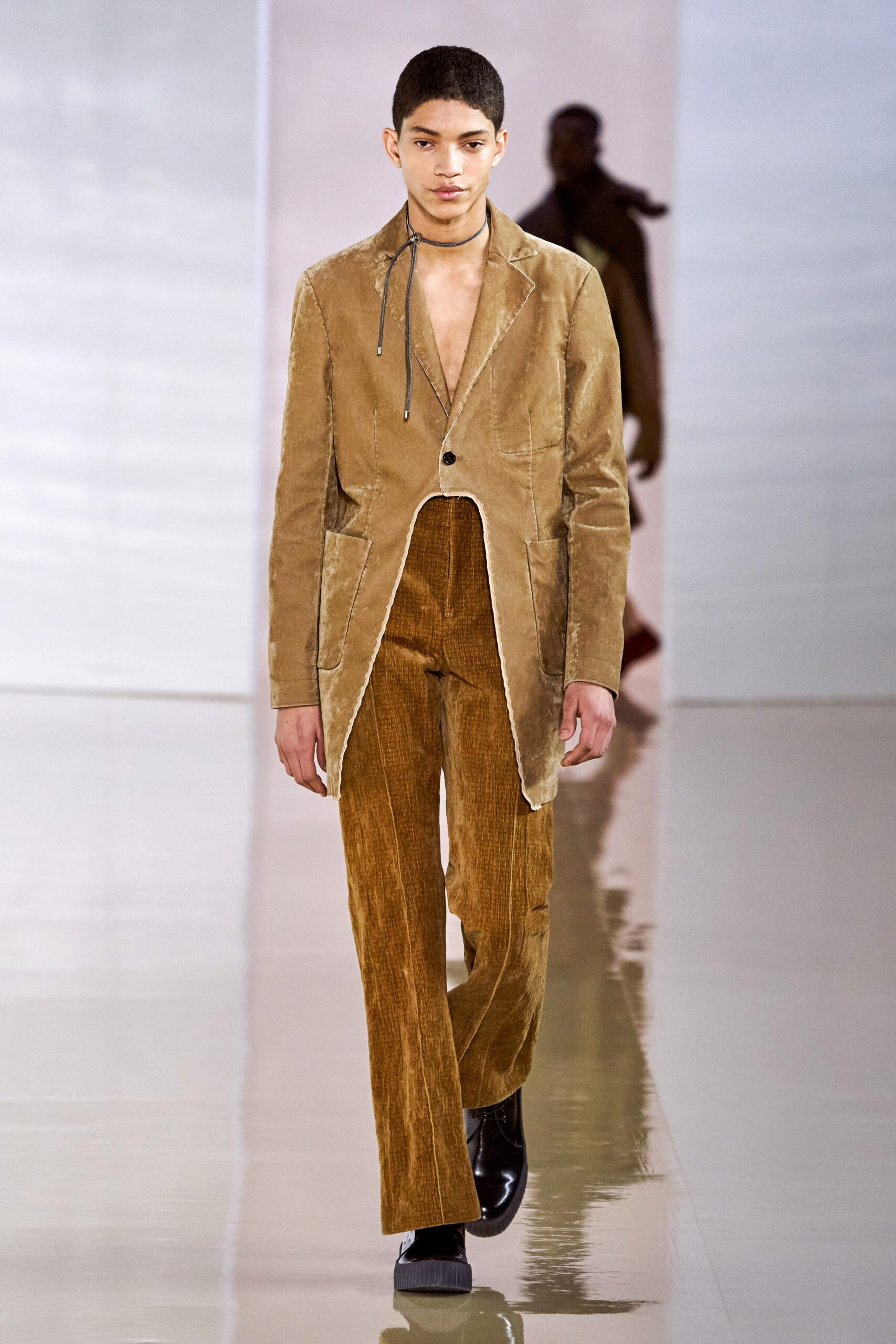 brown fitted flared pants
