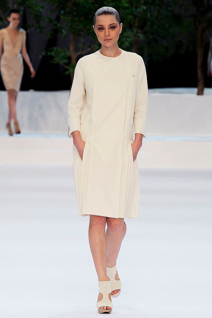 white relaxed midi dress with pockets