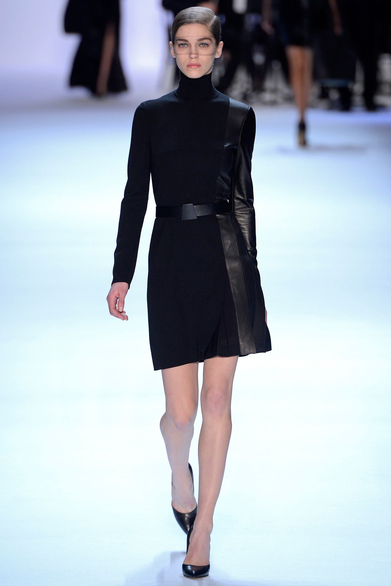 black leather fitted mini dress
