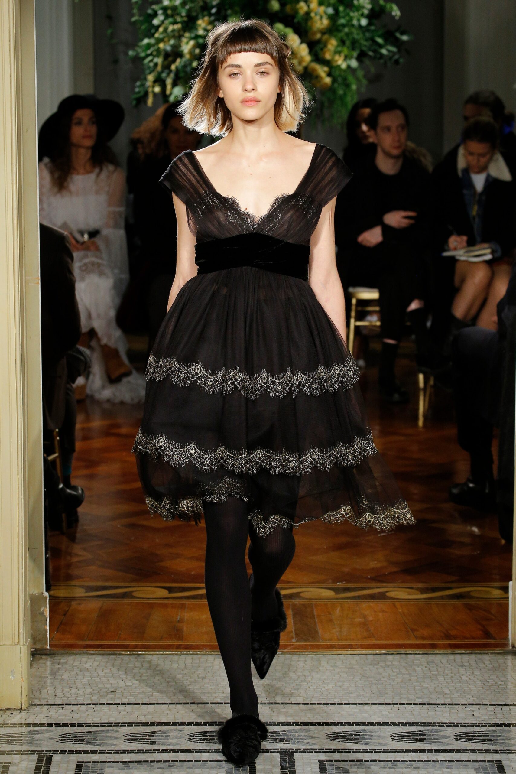 black silk sleeveless mini dress