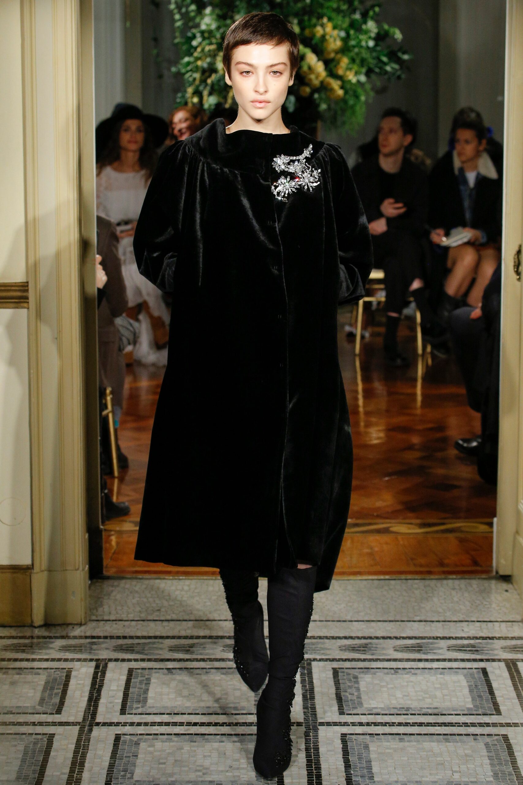 black velvet fitted coat