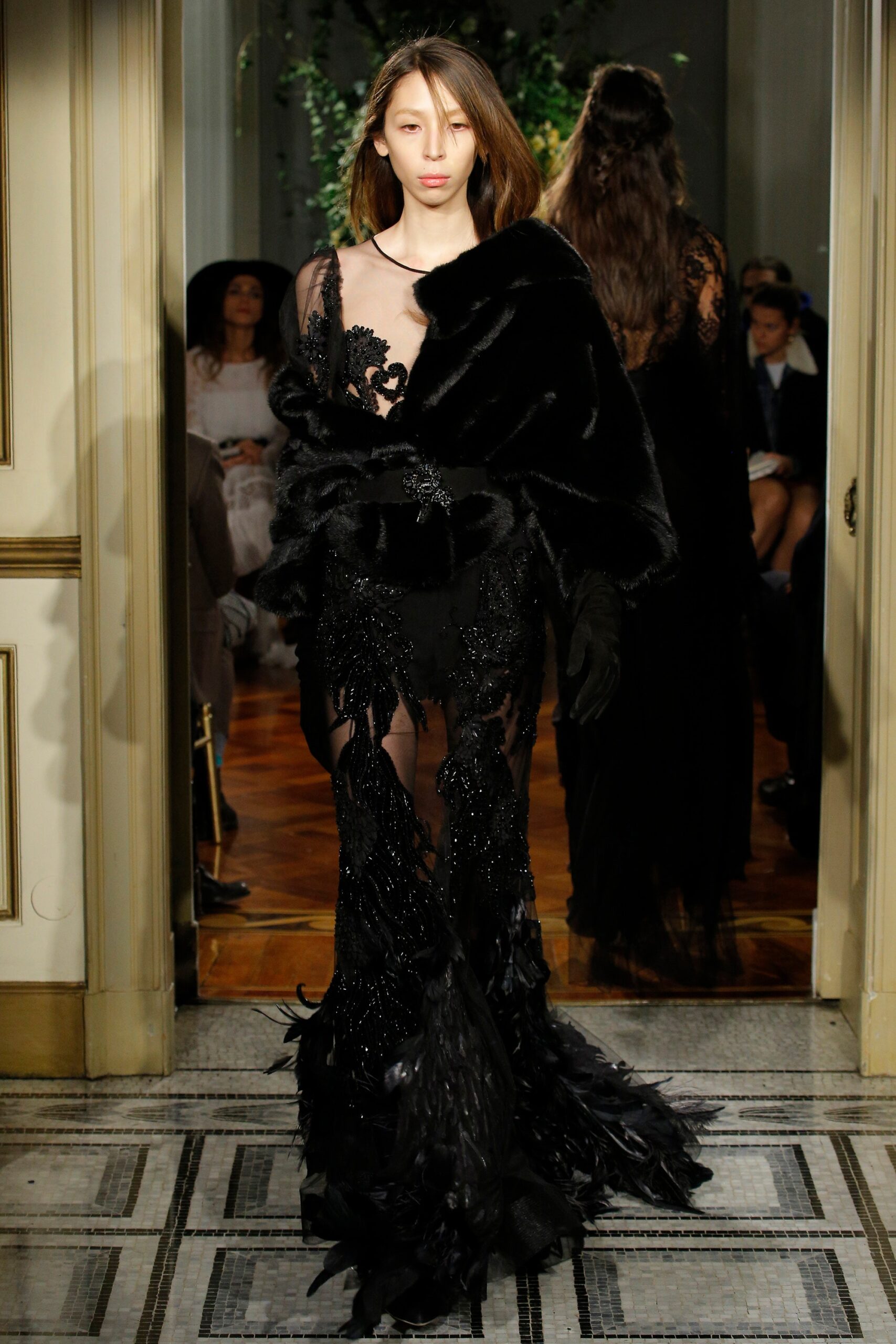 black silk embellished maxi dress