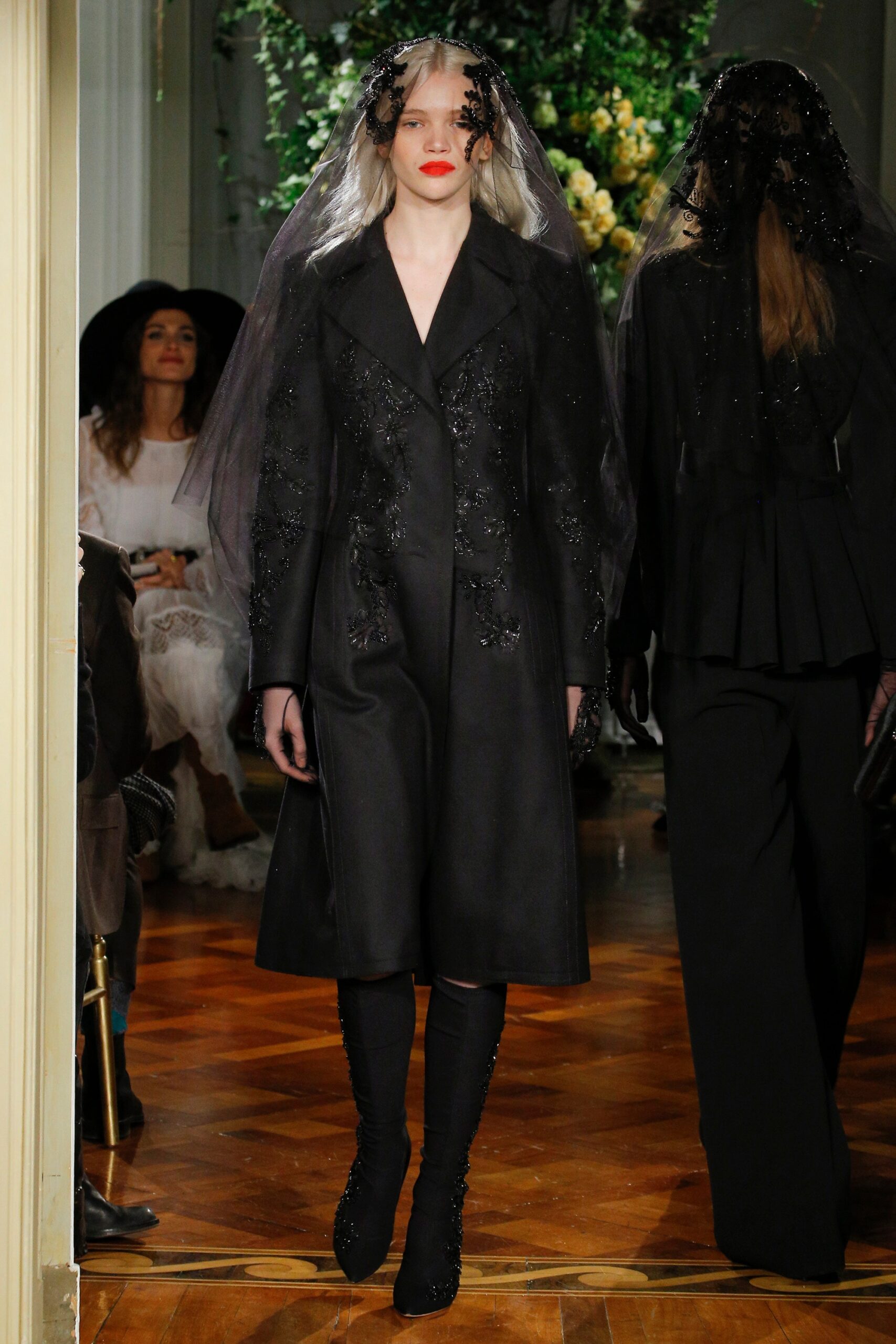 black silk embroidered coat