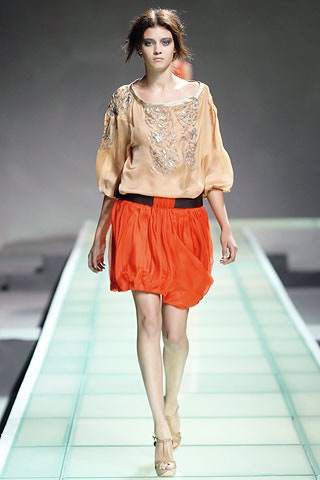 beige silk long-sleeve off-shoulder relaxed embroidered blouse