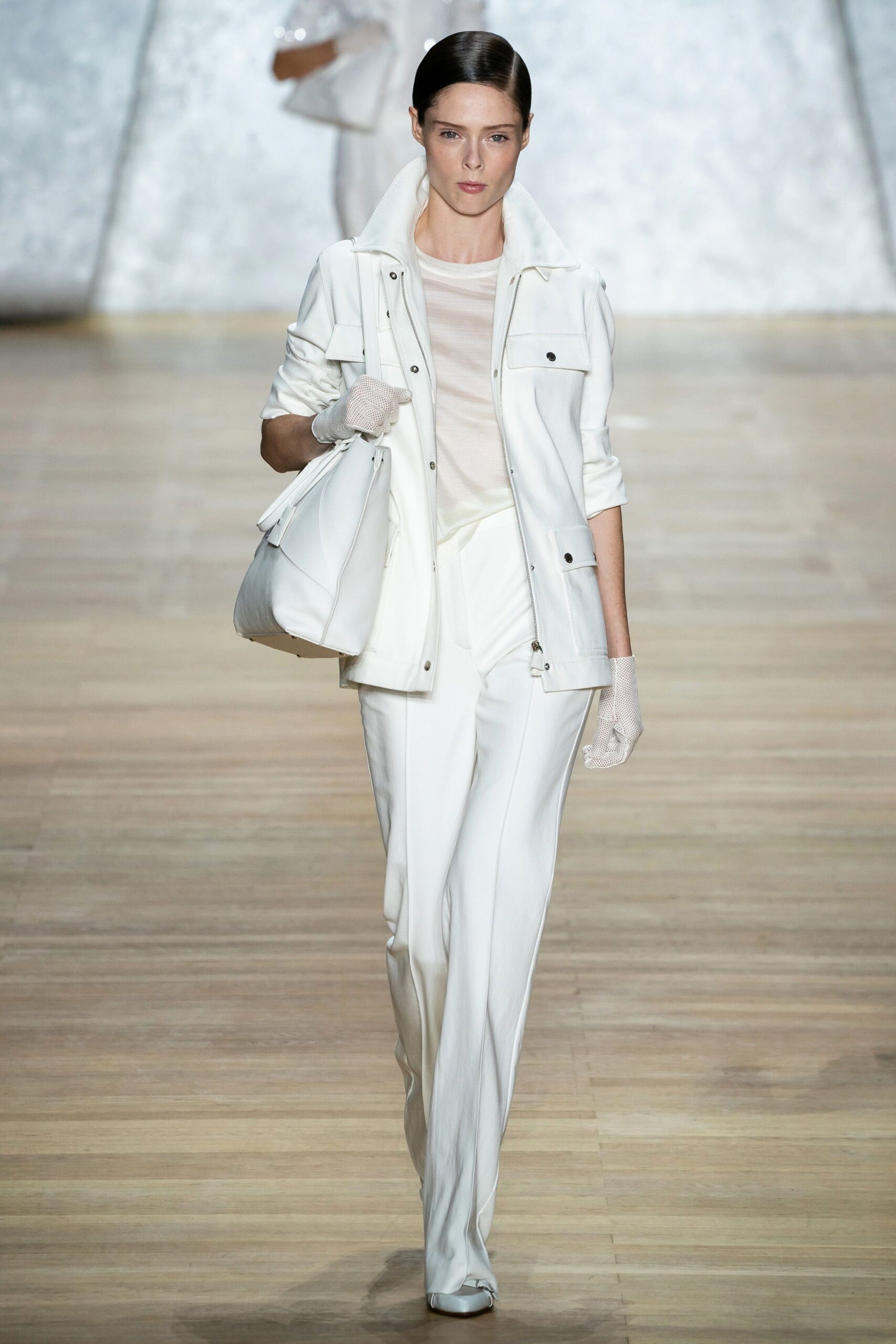 white fitted jacket and pants