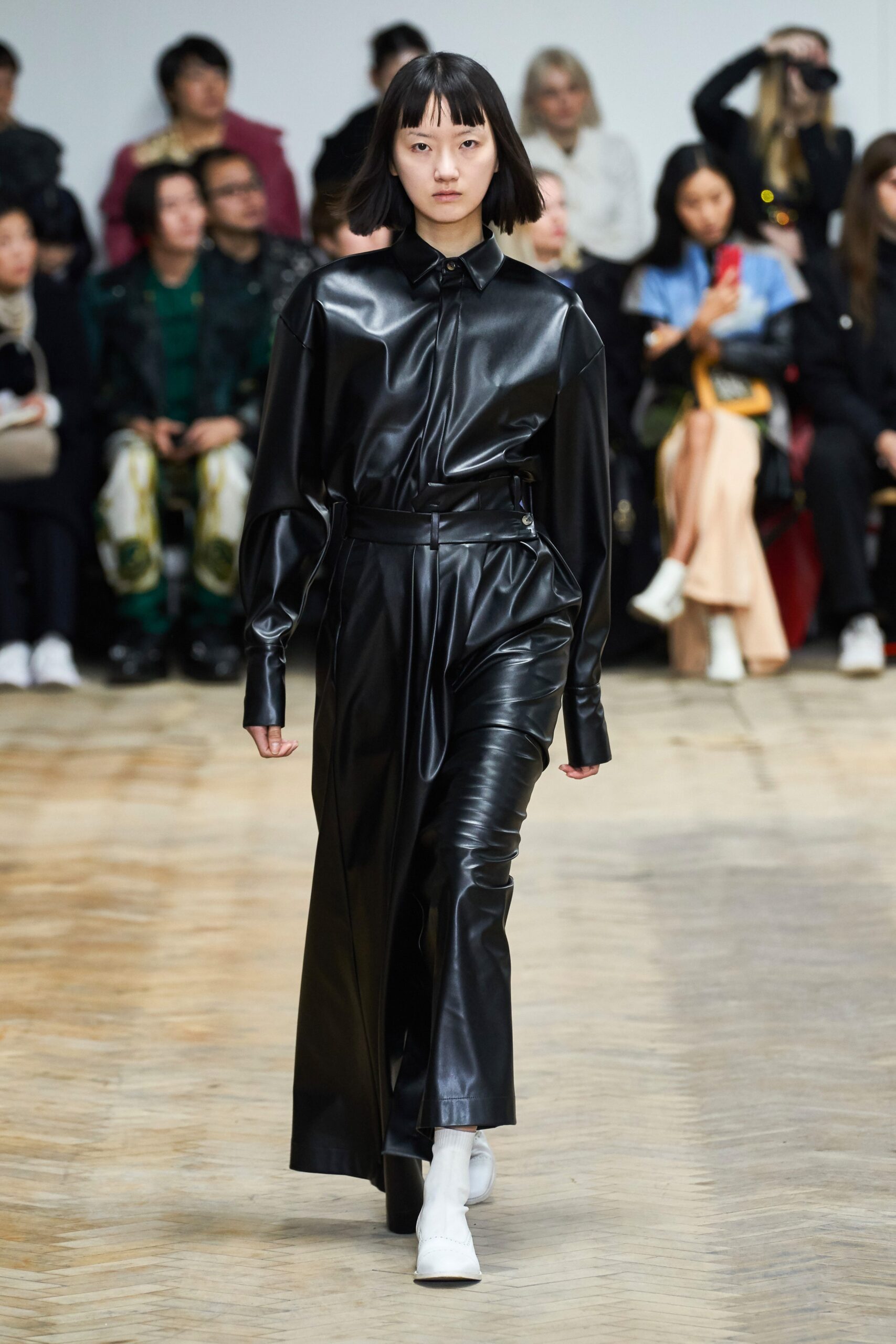 black leather fitted jumpsuit