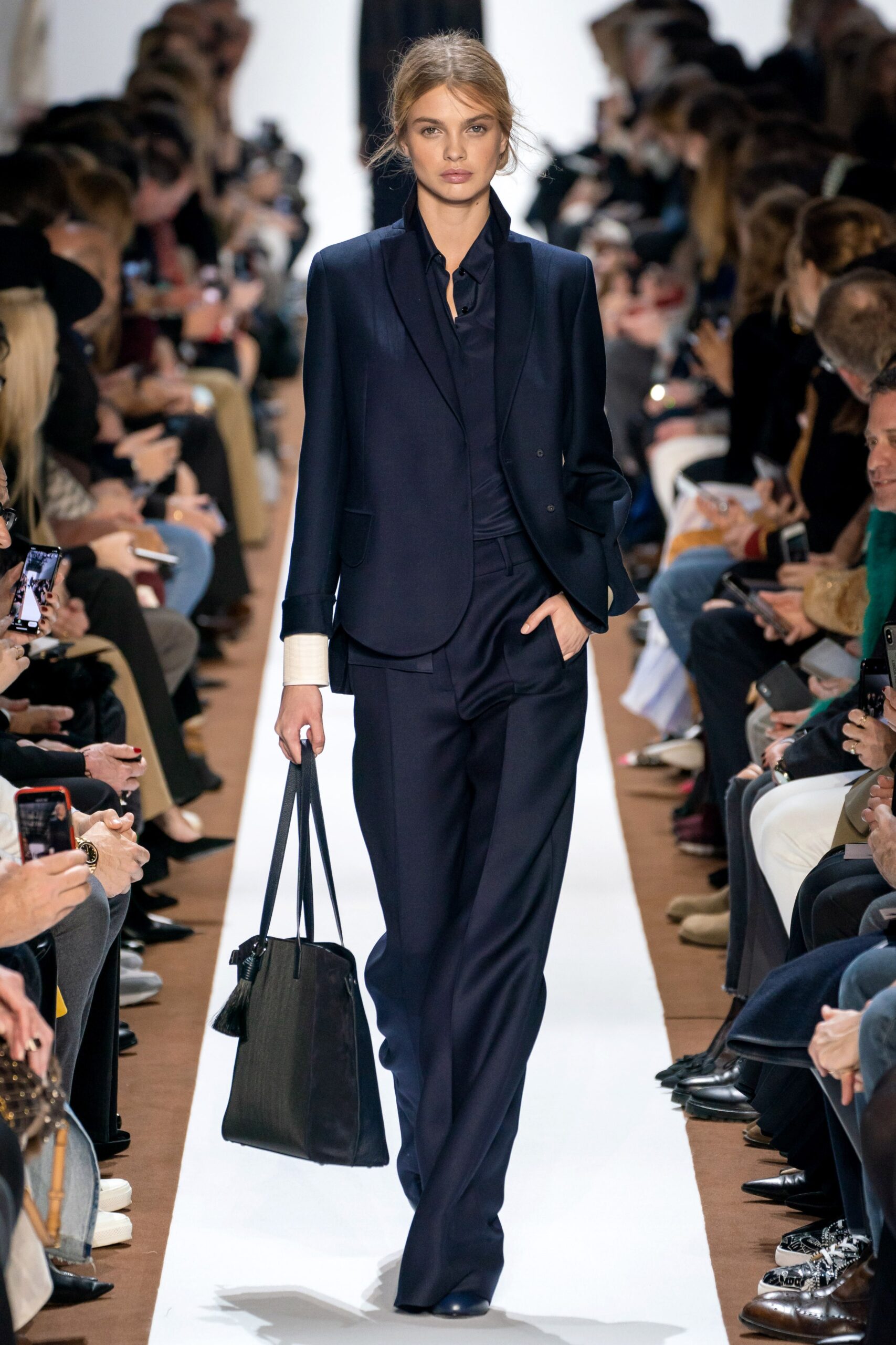 blue wool long-sleeve collared tailored buttoned suit