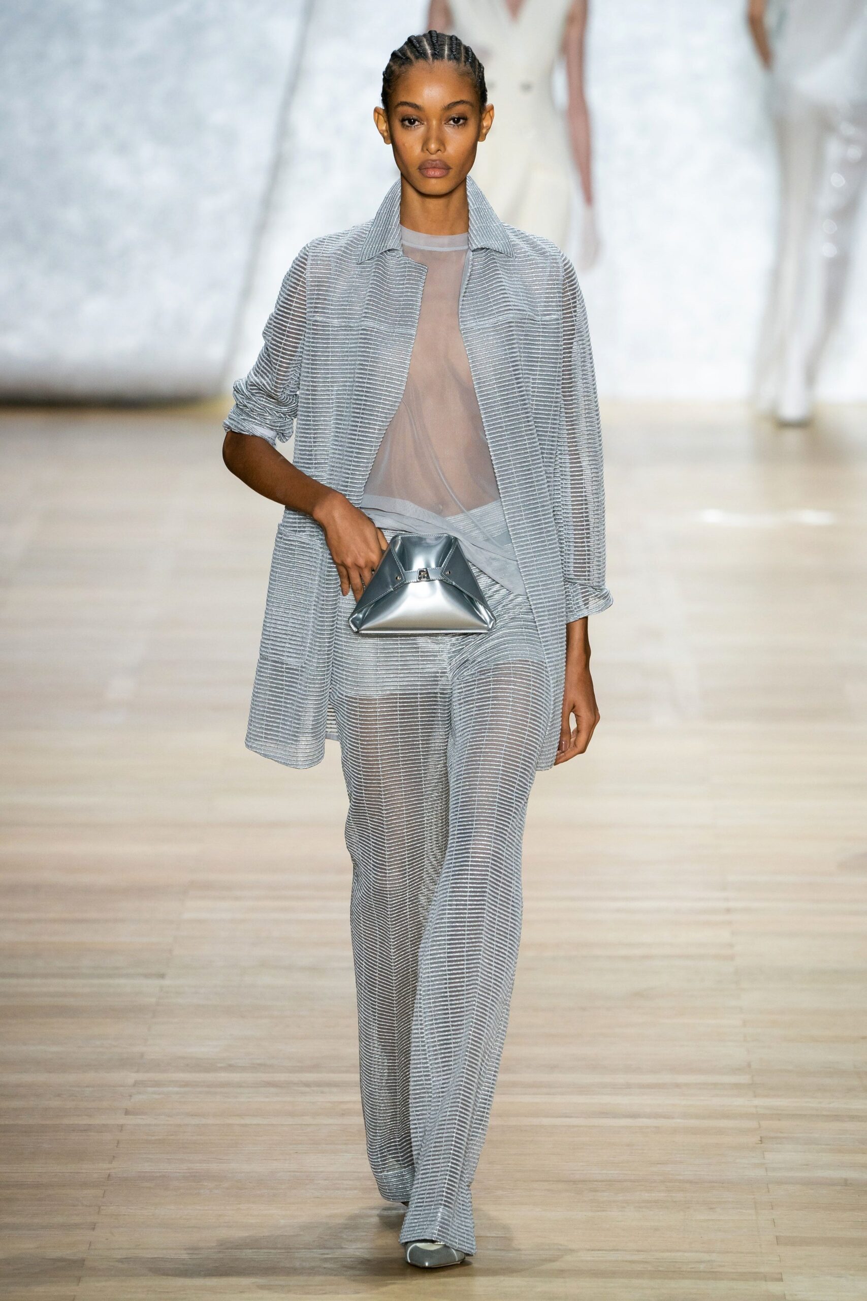 gray mesh jacket and pants