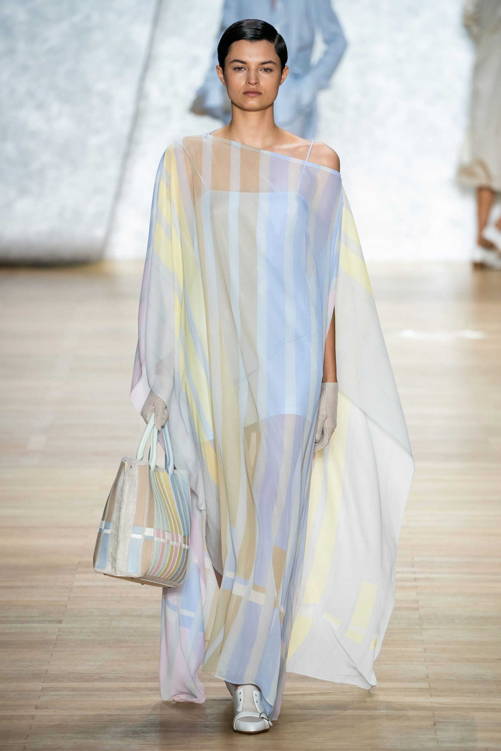 flowing multi-colored chiffon cape