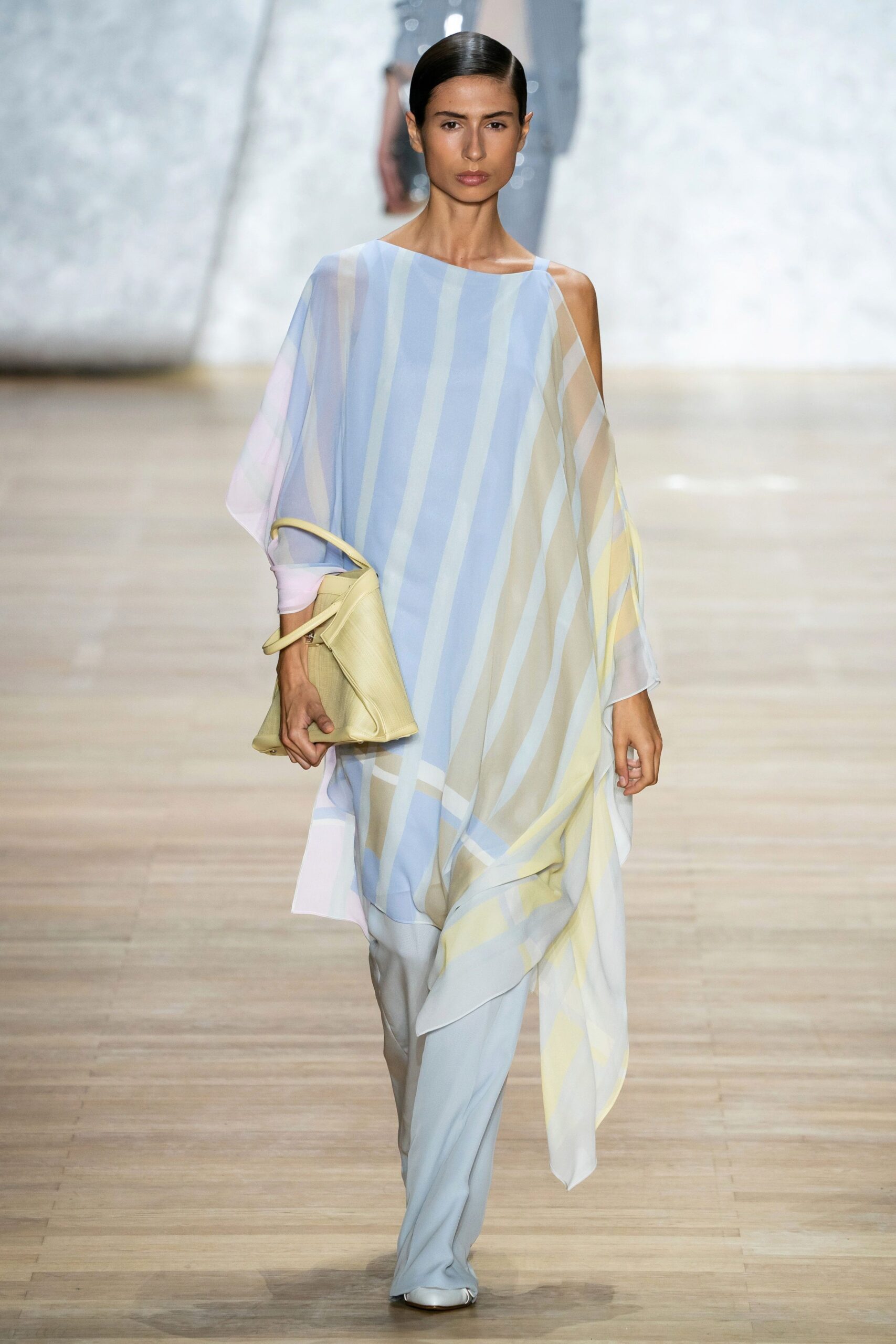 flowing striped silk top with pants