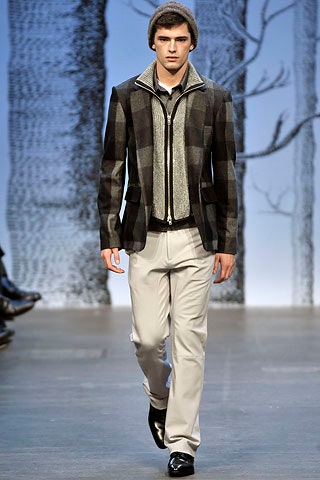 tailored gray checked blazer with cream sweater