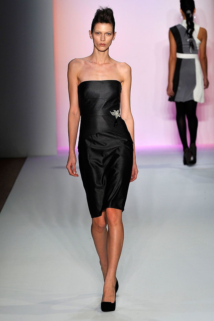 black silk strapless dress