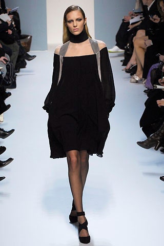 black silk off-shoulder dress
