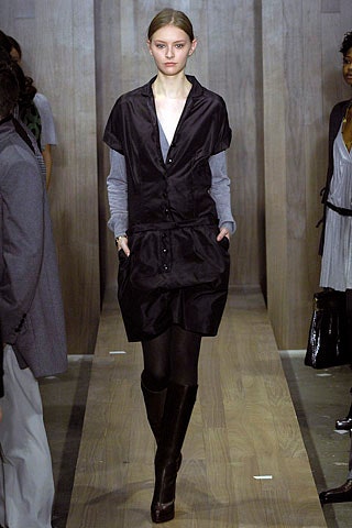 black silk mini dress with gray top