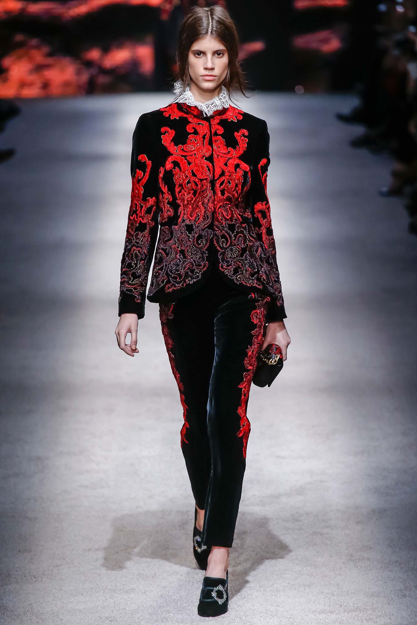 black velvet embroidered jacket and pants
