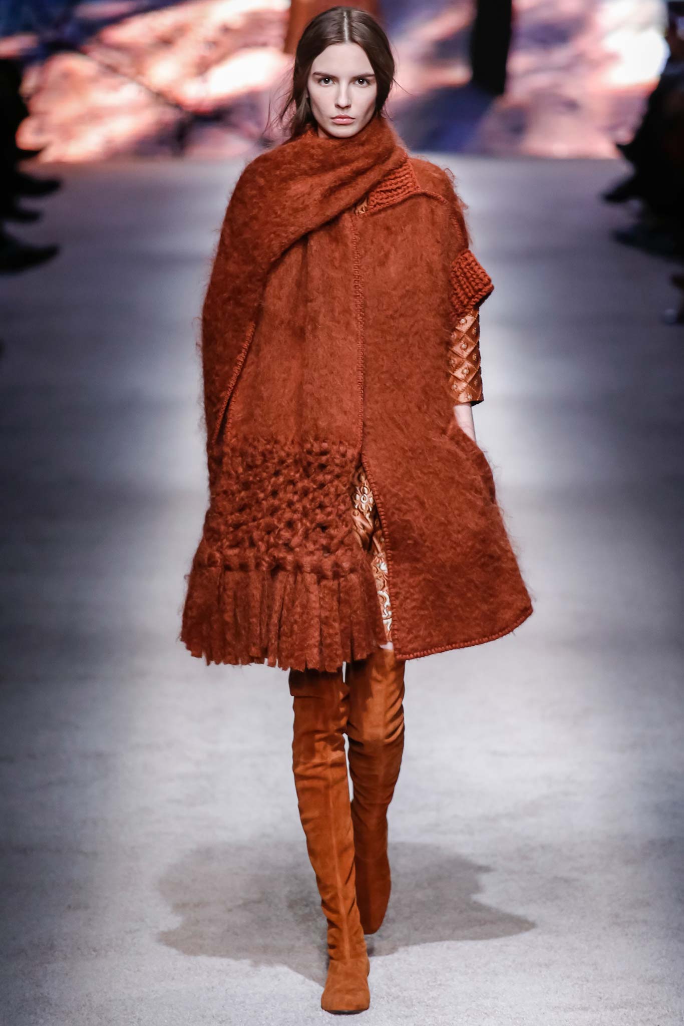 brown wool relaxed layered cape