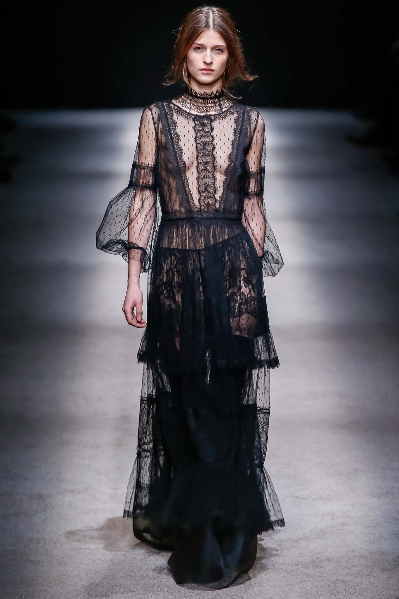 black lace long-sleeve dress