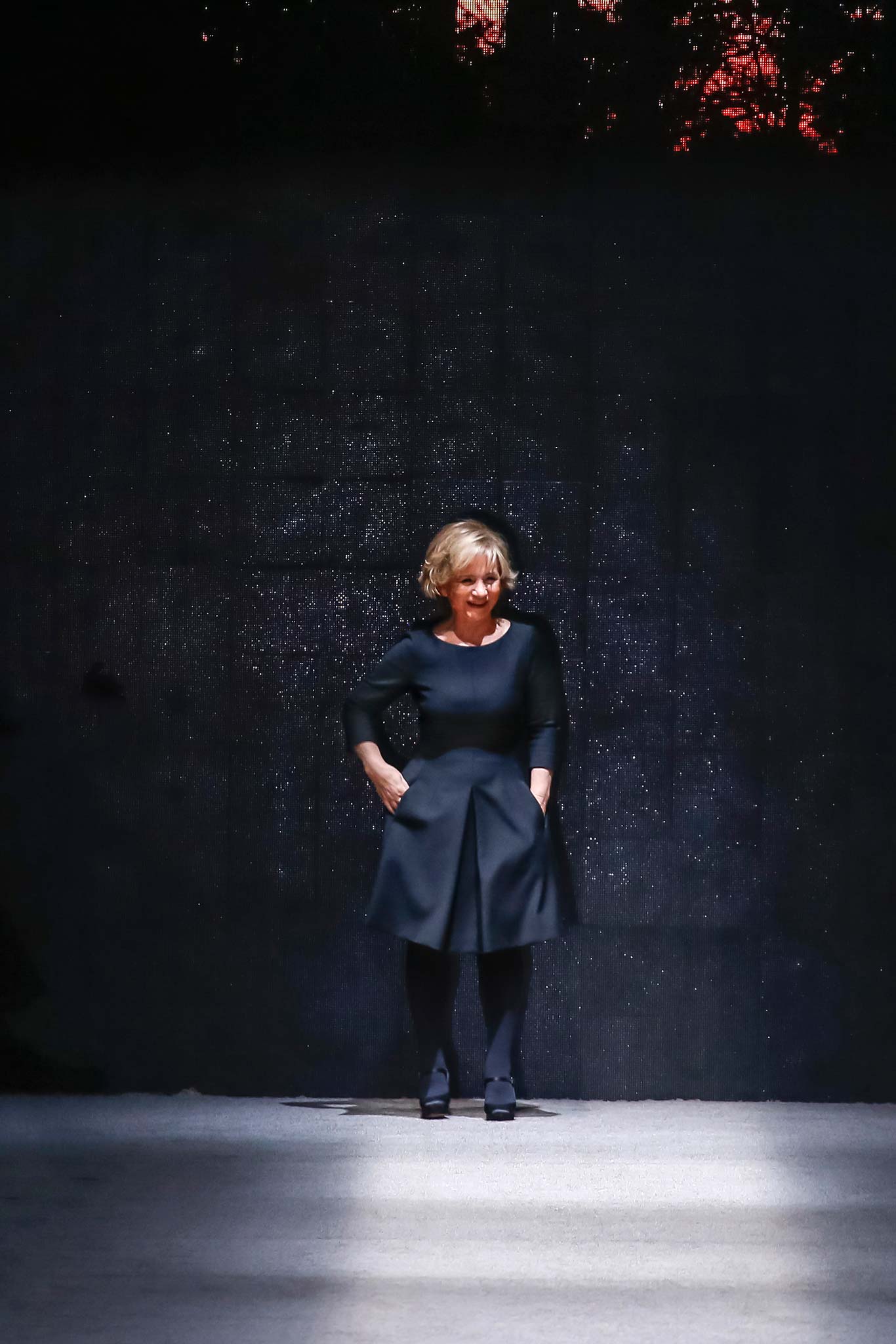 black silk long-sleeve dress