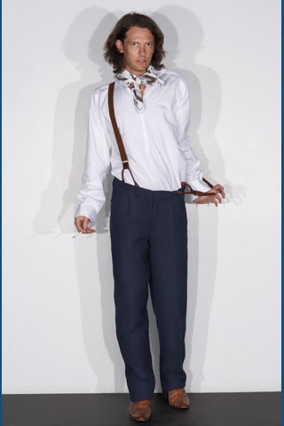 relaxed white shirt with tailored pants