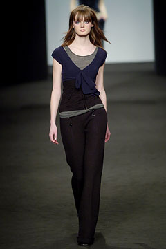 fitted layered top with relaxed pants