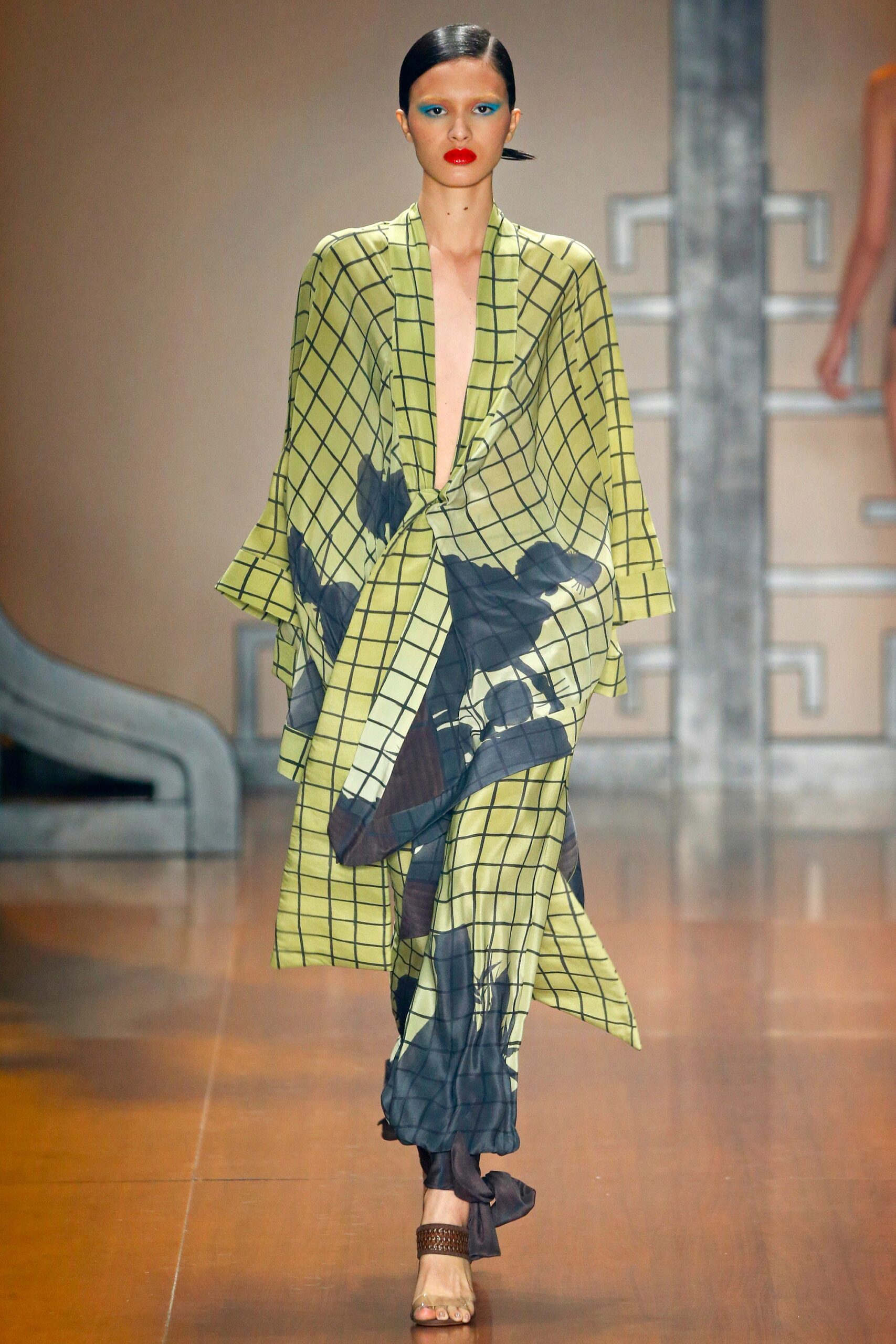 green printed relaxed dress