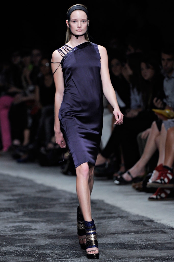 fitted purple silk mini dress