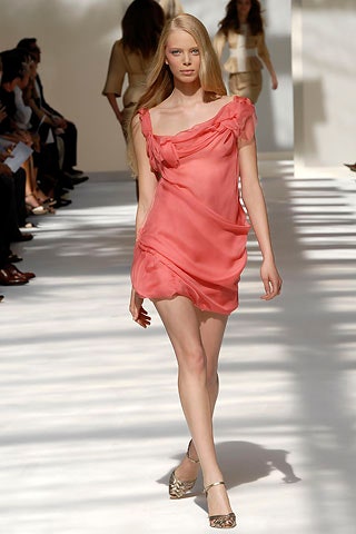 pink silk off-shoulder dress