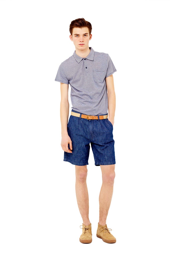 blue denim relaxed high-waisted pockets short shorts