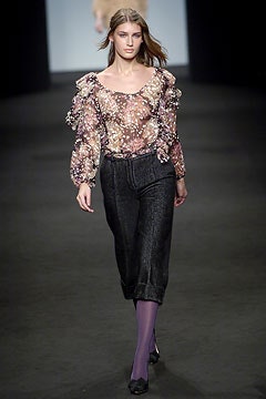multi silk long-sleeve square-neck fitted ruffled sheer blouse